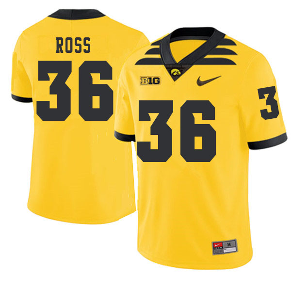 2019 Men #36 Brady Ross Iowa Hawkeyes College Football Alternate Jerseys Sale-Gold - Click Image to Close
